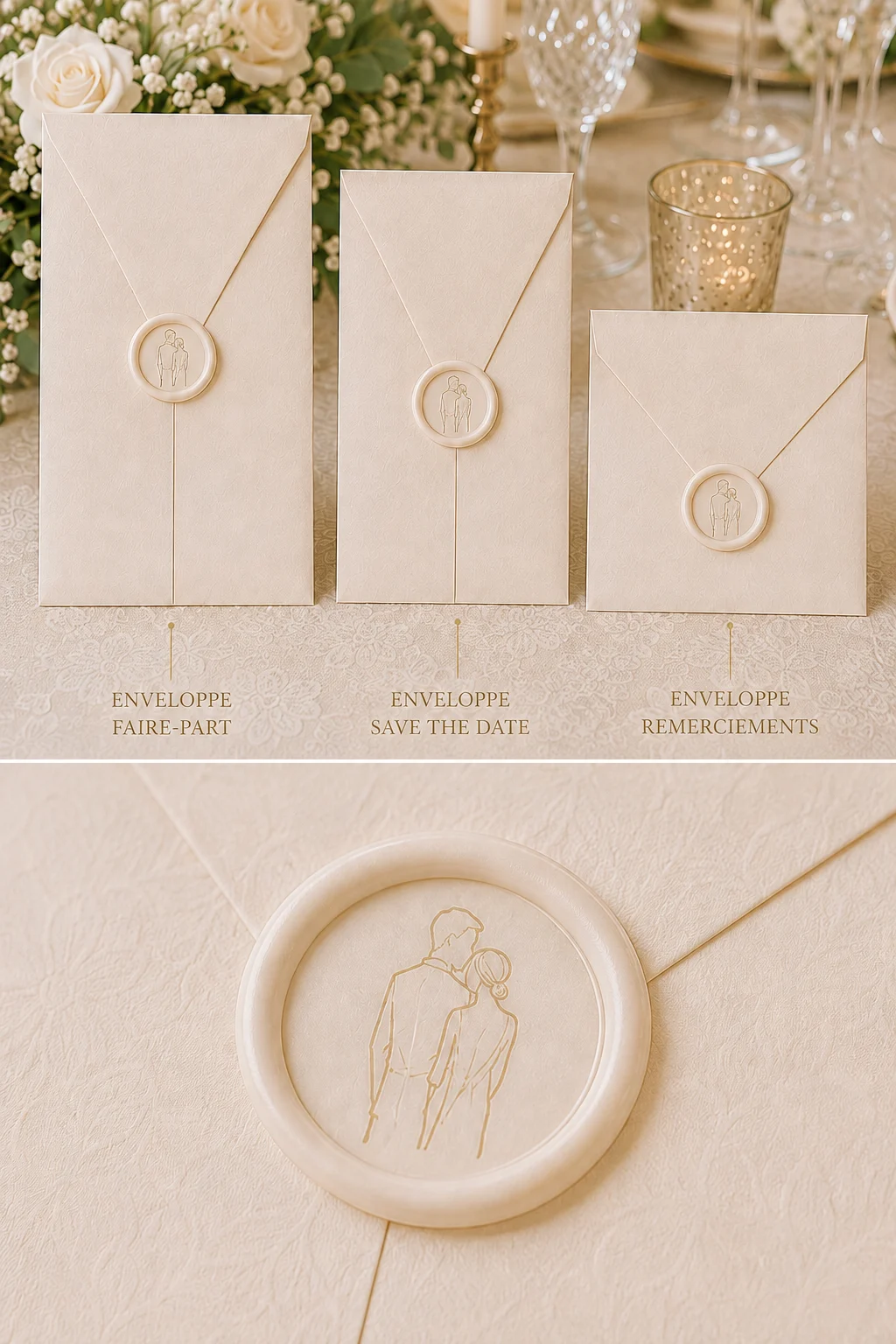 Enveloppes Élégance pour faire-part, Save the Date et remerciements
