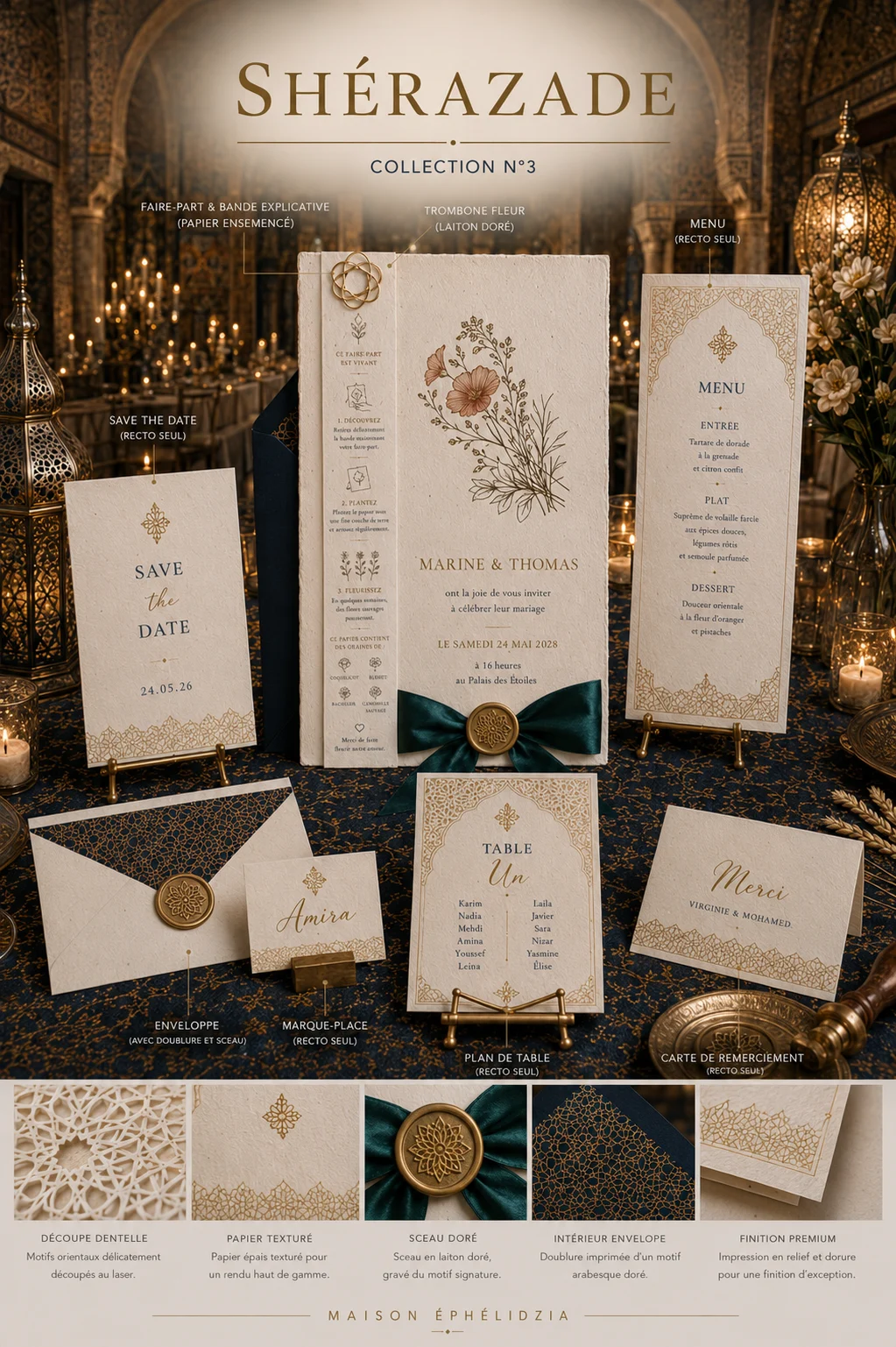 Collection Shérazade de papeterie de mariage orientale