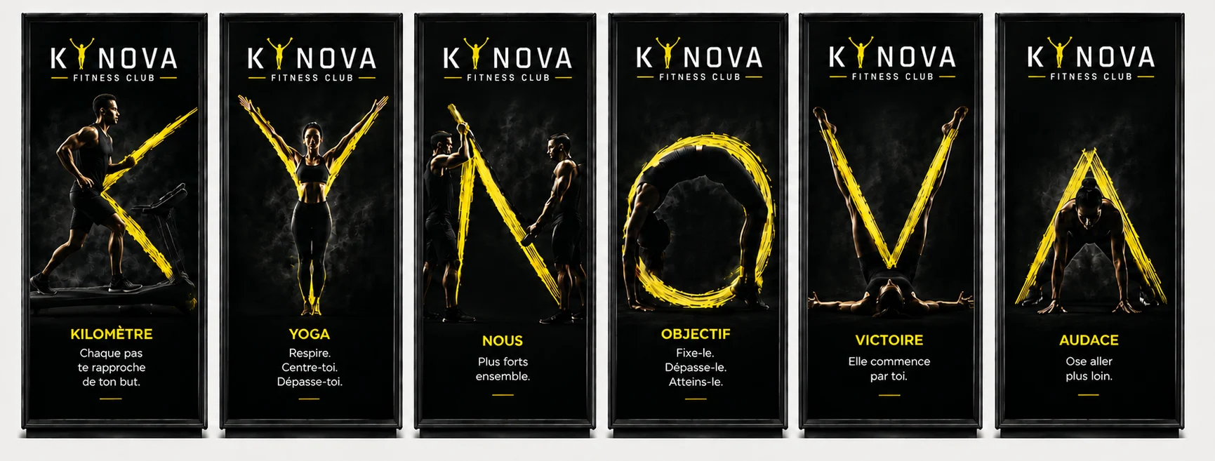 Six affiches abribus de la campagne KYNOVA