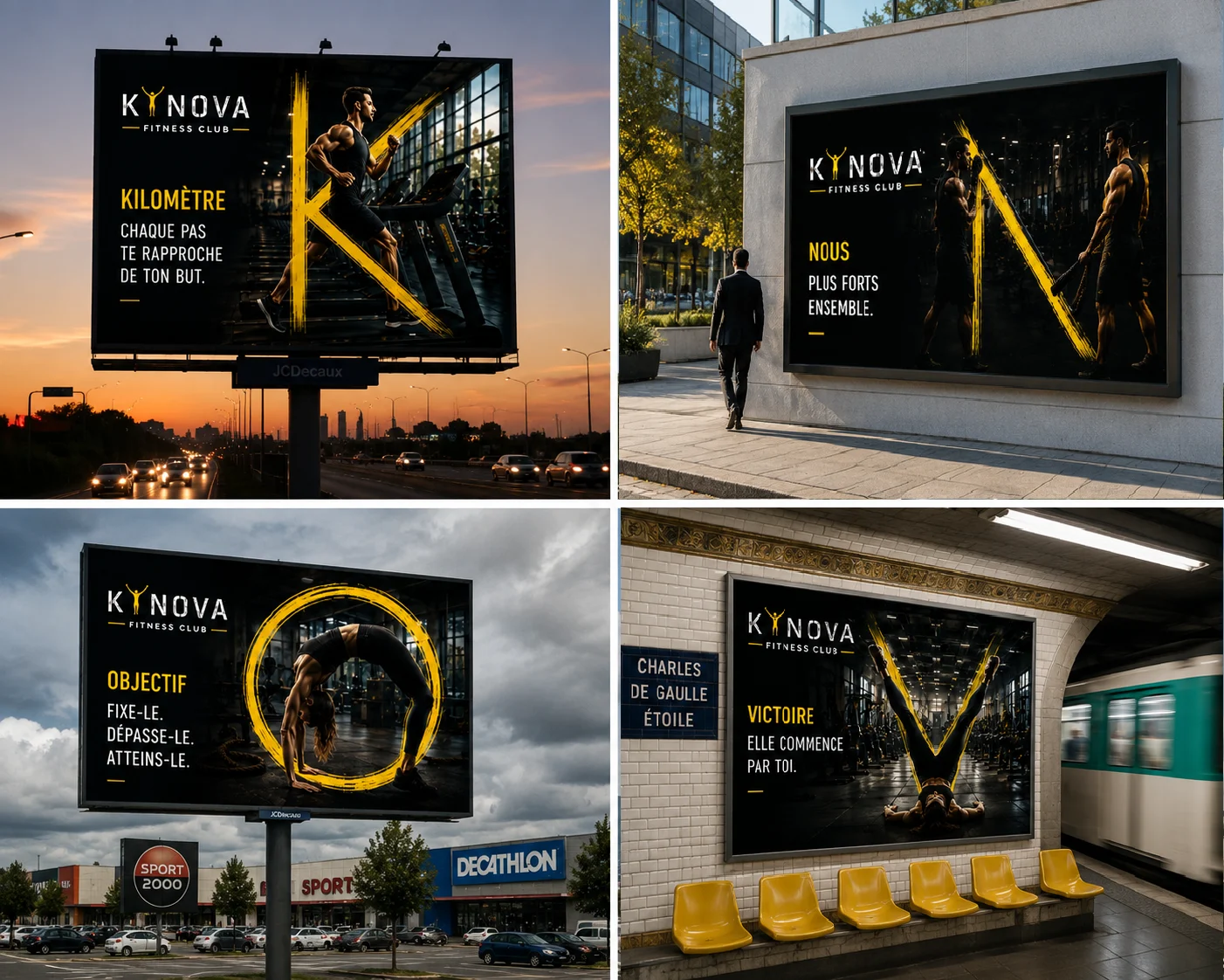 Affiches 4x3 KYNOVA déployées sur grands axes, zone commerciale et métro
