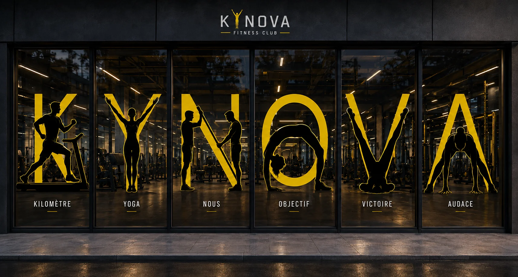 Vitrophanie KYNOVA sur les six baies vitrées du club