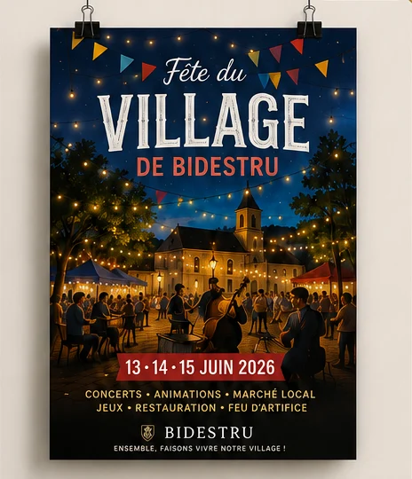 Affiche événementielle Fête du Village de Bidestru