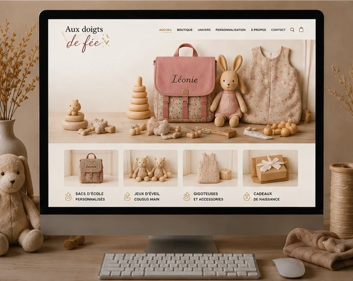 Boutique en ligne Aux doigts de fée présentant des créations cousues pour enfants