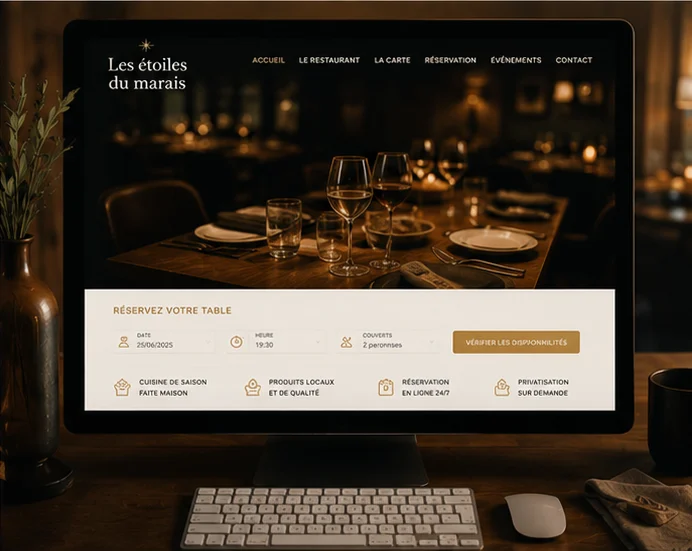 Site sur mesure du restaurant Les étoiles du marais avec réservation en ligne