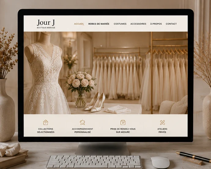 Site vitrine de la boutique de mariage Jour J
