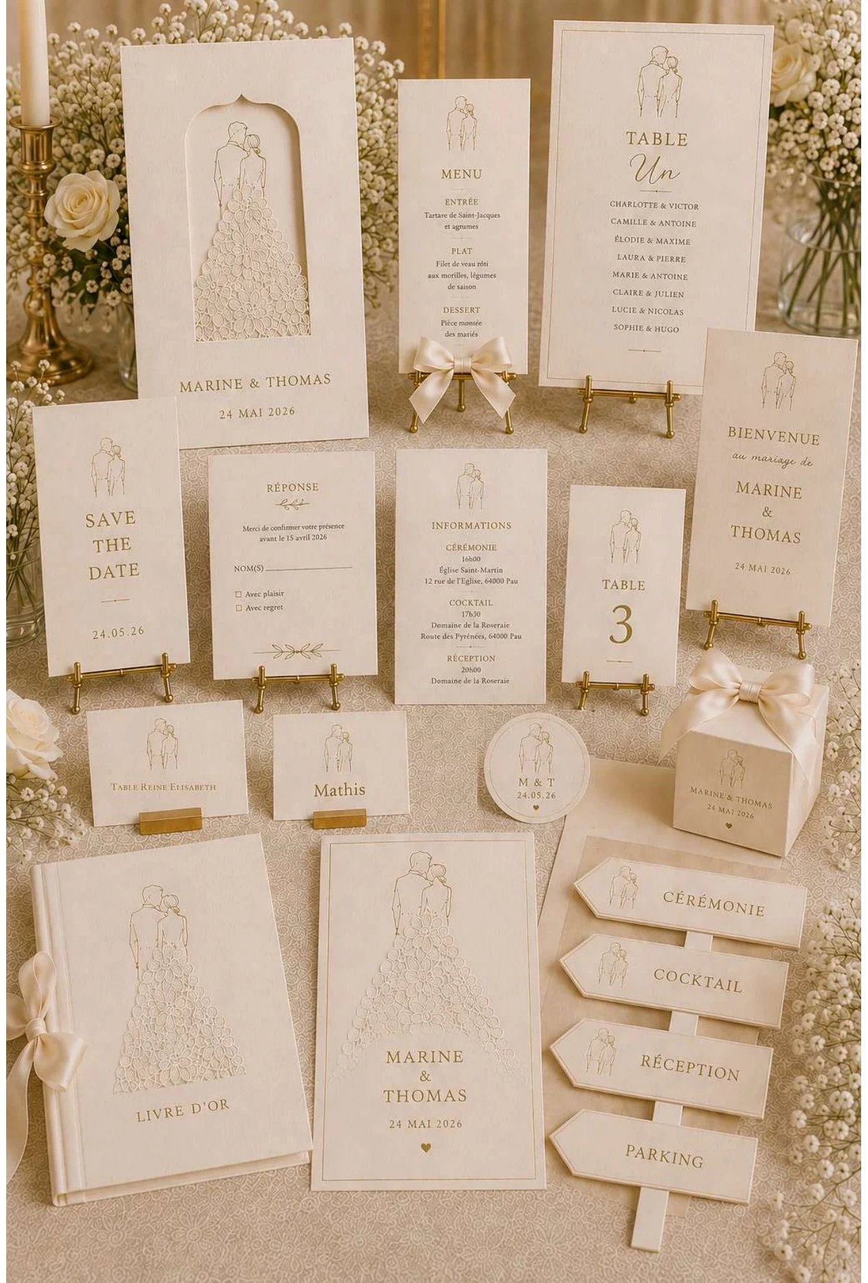 Pack Signature, collection complète de papeterie de mariage coordonnée