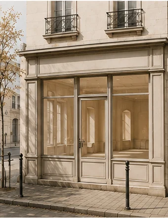 Façade commerciale vierge prête à recevoir une identité visuelle