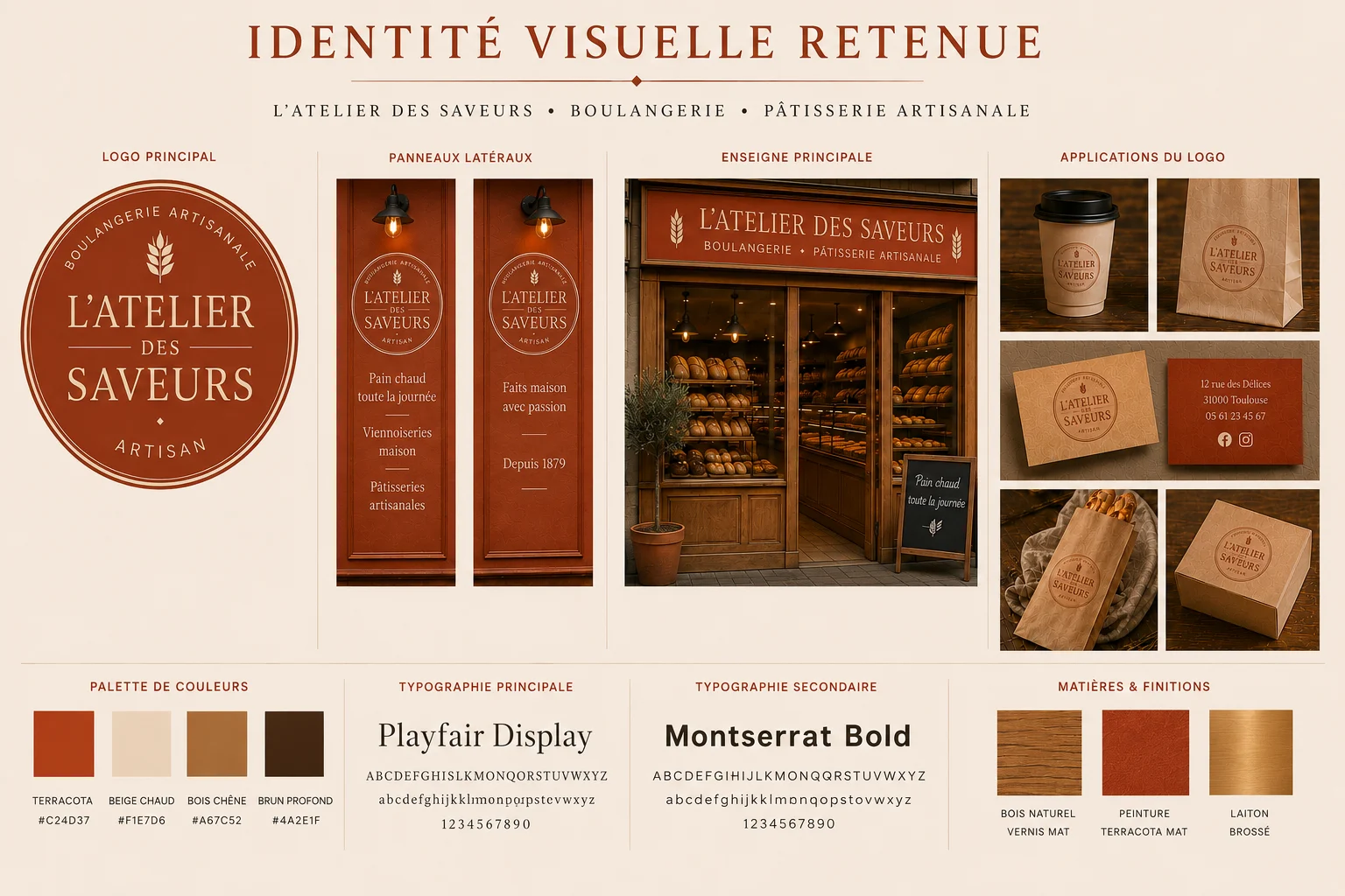 Identité visuelle populaire retenue pour L’Atelier des Saveurs
