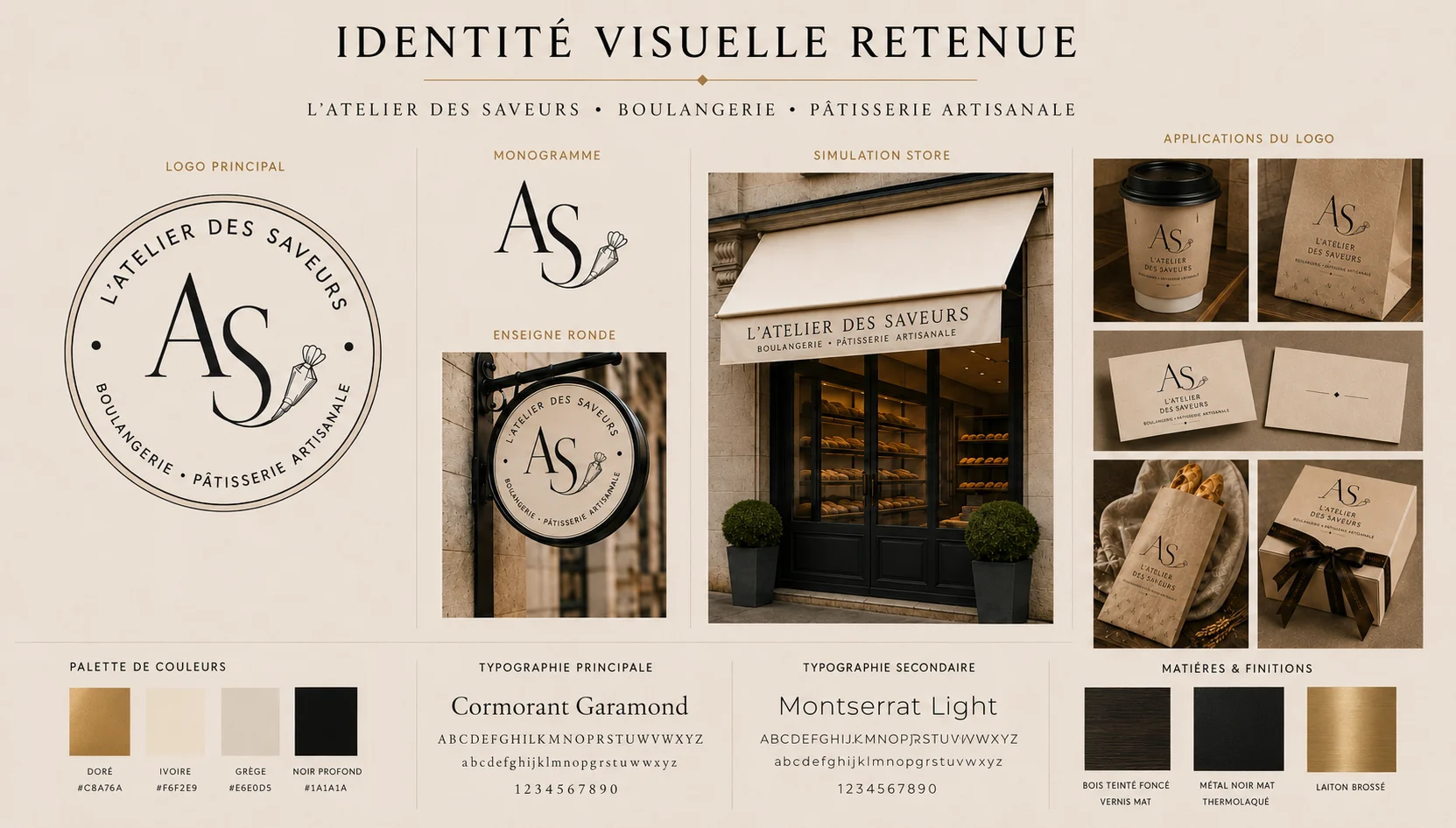 Identité visuelle premium retenue pour L’Atelier des Saveurs