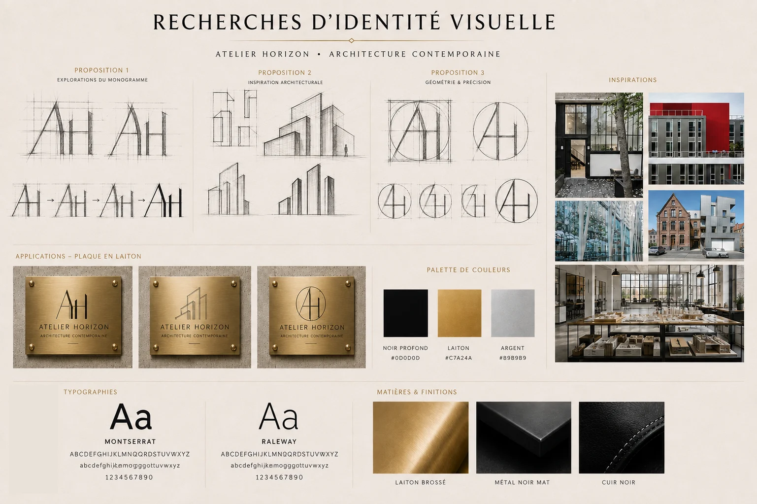 Recherches d’identité visuelle d’Atelier Horizon