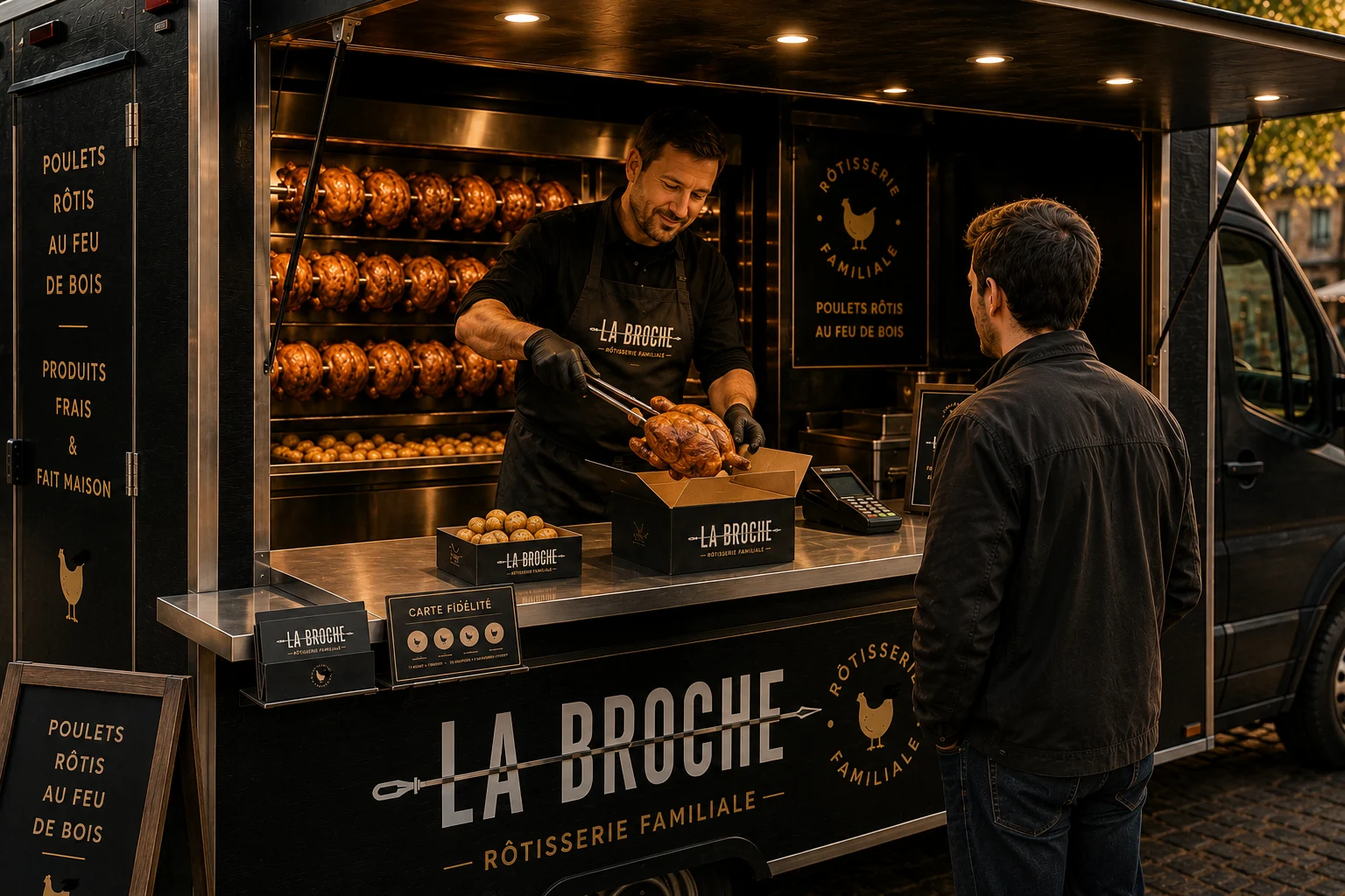 La Broche en activité sur un marché