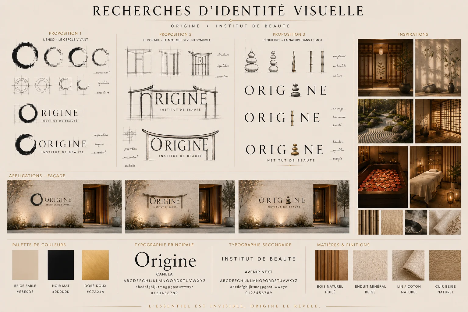 Recherches d’identité visuelle de l’Institut Origine, direction japonaise