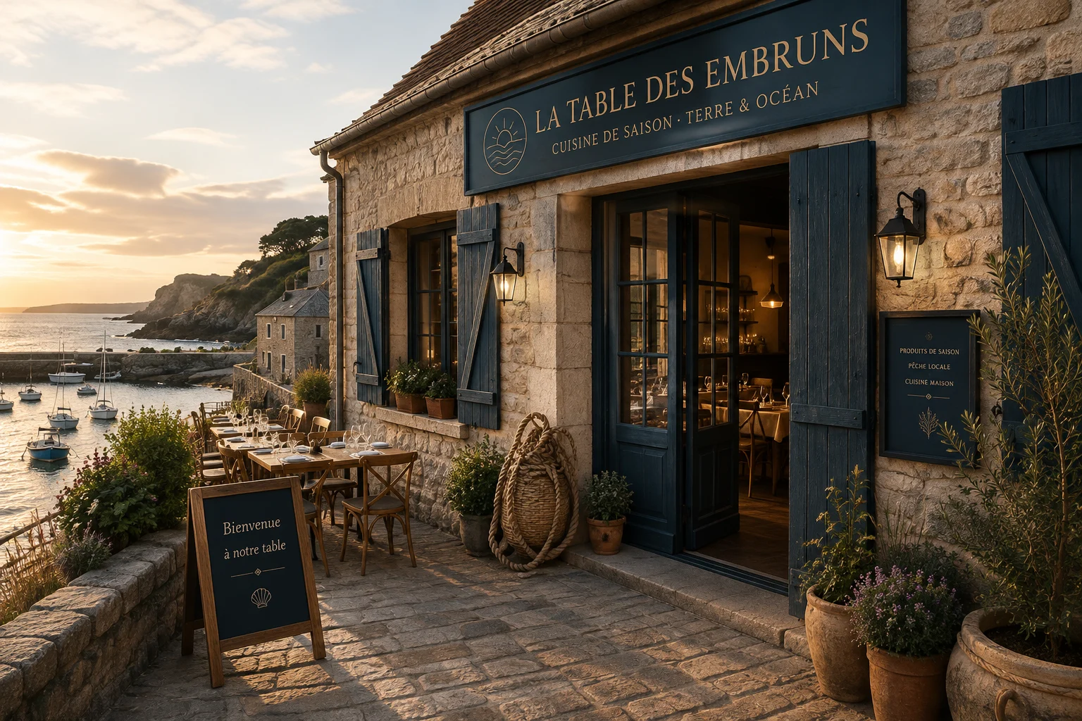 Façade de La Table des Embruns, restaurant en bord de mer