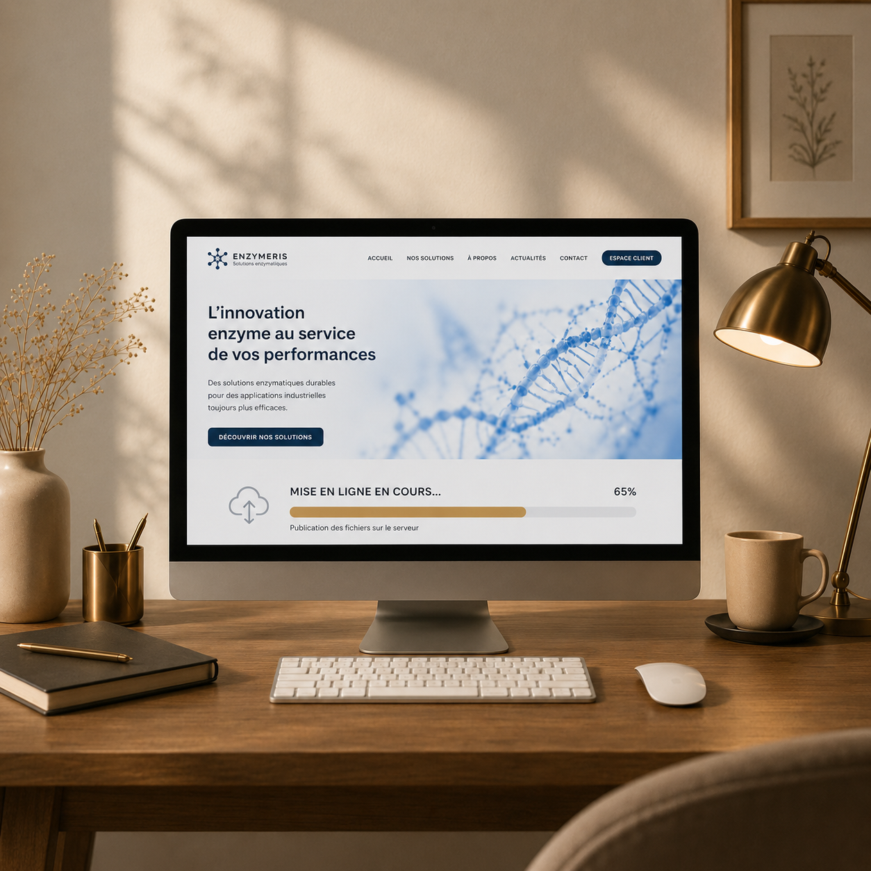 Site ENZYMERIS en cours de publication sur son environnement d’hébergement