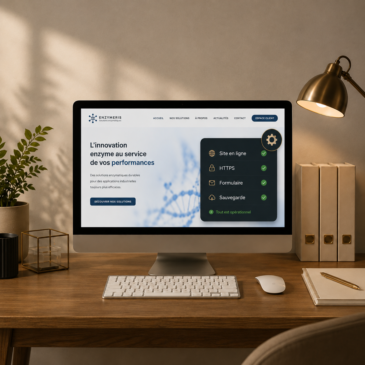 Suivi technique du site ENZYMERIS avec contrôle du site, du HTTPS, du formulaire et des sauvegardes